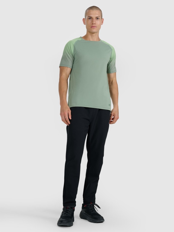 Męska koszulka do biegania 4F 4FWAW25TFTSM1506 - oliwkowa