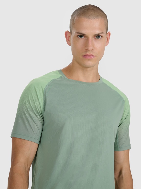 Męska koszulka do biegania 4F 4FWAW25TFTSM1506 - oliwkowa