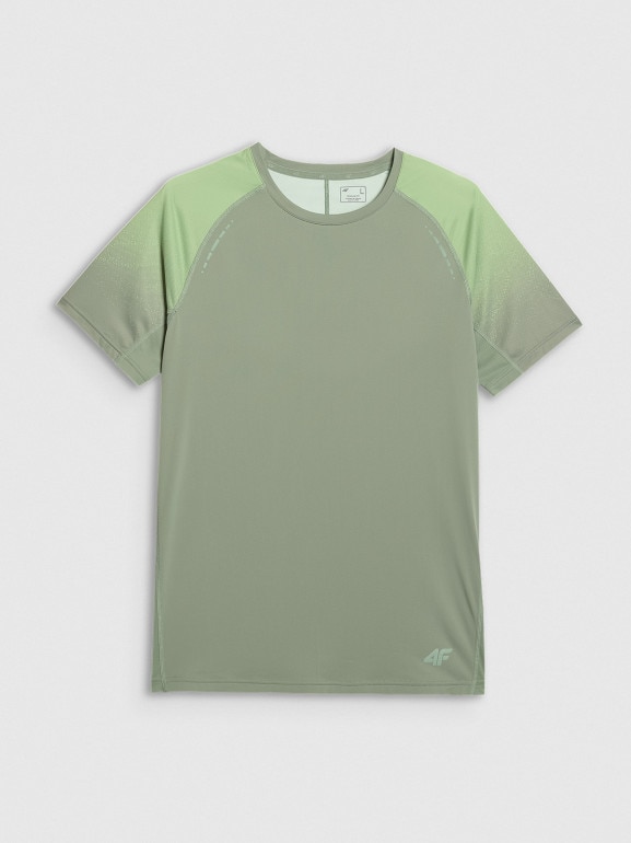 Męska koszulka do biegania 4F 4FWAW25TFTSM1506 - oliwkowa