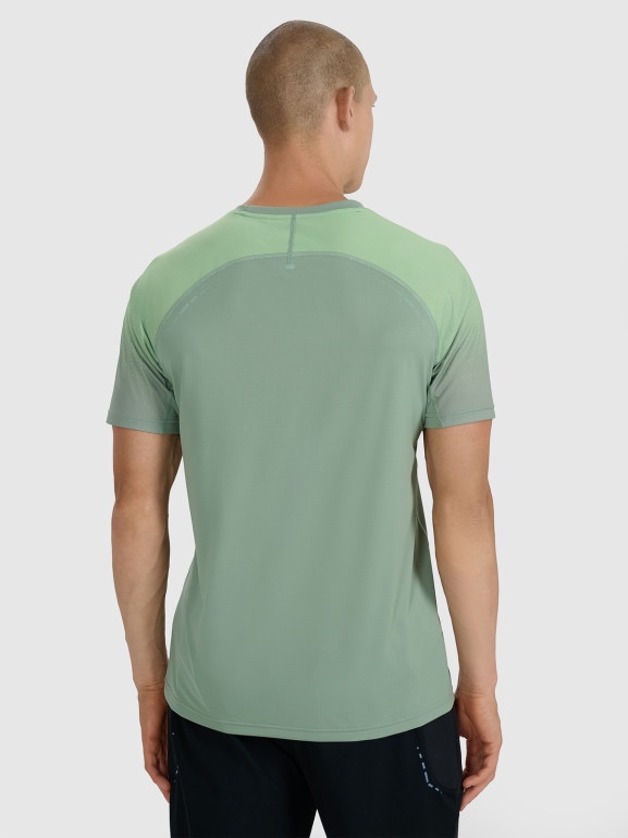 Męska koszulka do biegania 4F 4FWAW25TFTSM1506 - oliwkowa