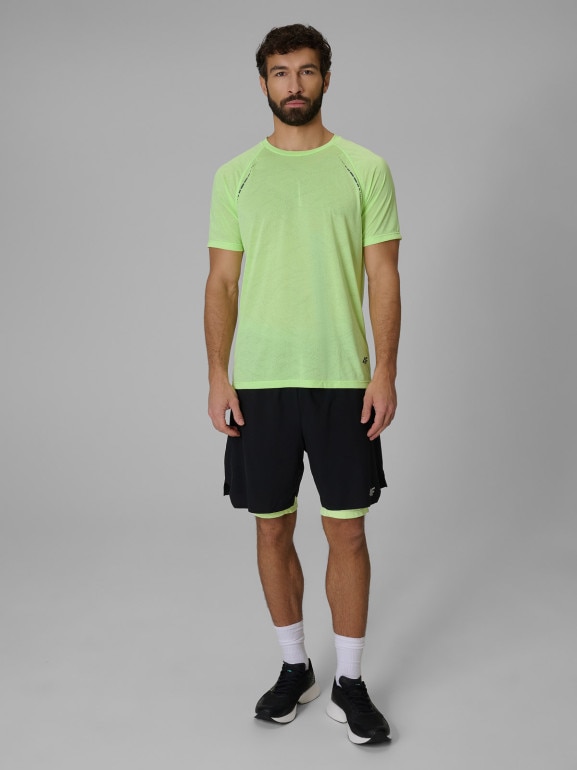 Męska koszulka do biegania 4F 4FWSS26TFTSM1800 - limonkowa