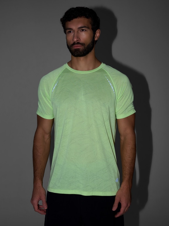 Męska koszulka do biegania 4F 4FWSS26TFTSM1800 - limonkowa