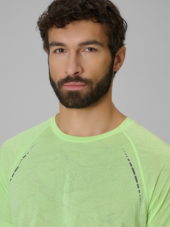 Męska koszulka do biegania 4F 4FWSS26TFTSM1800 - limonkowa