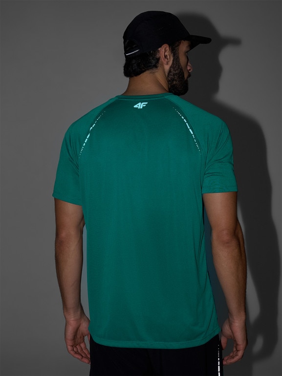 Męska koszulka do biegania 4F 4FWSS26TFTSM1800 - zielona