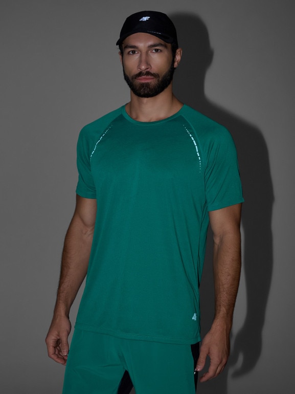 Męska koszulka do biegania 4F 4FWSS26TFTSM1800 - zielona