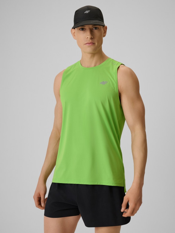 Męska koszulka do biegania z nadrukiem 4F 4FRSS26TFSLM1110 - zielona