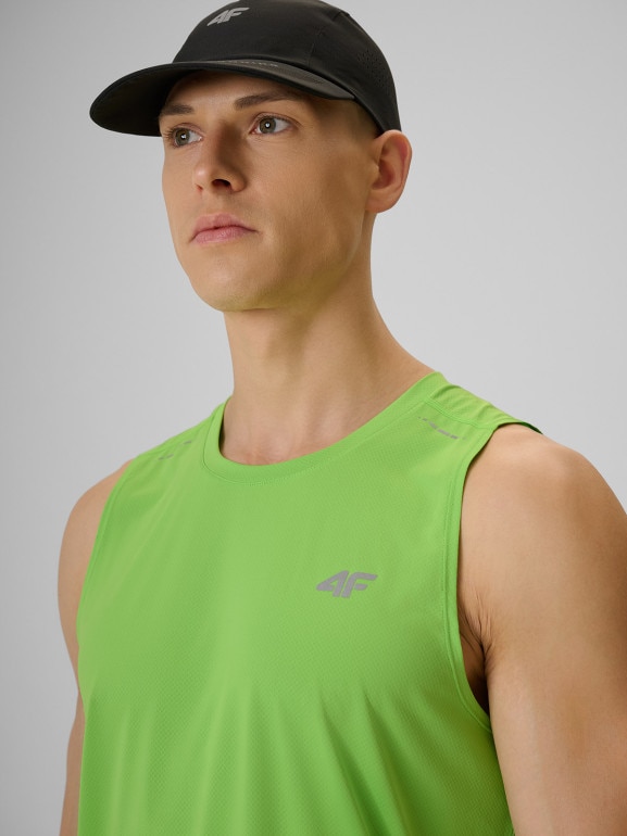 Męska koszulka do biegania z nadrukiem 4F 4FRSS26TFSLM1110 - zielona