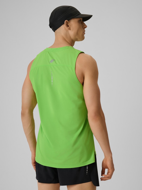 Męska koszulka do biegania z nadrukiem 4F 4FRSS26TFSLM1110 - zielona