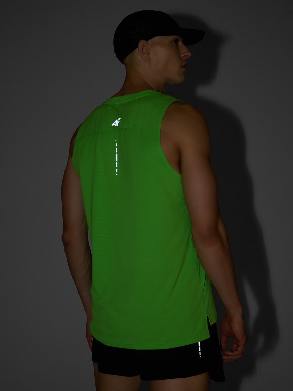 Męska koszulka do biegania z nadrukiem 4F 4FRSS26TFSLM1110 - zielona