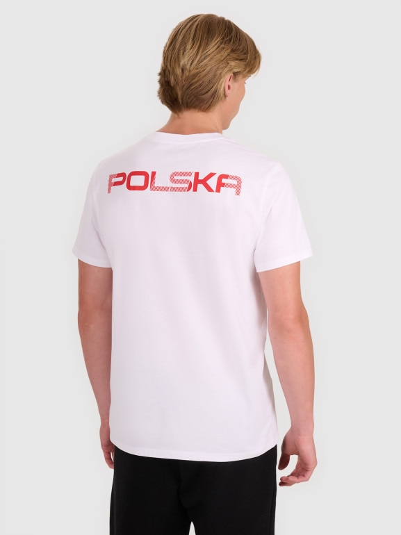 Męska koszulka kibica 4F 4FRMM00TTSHM2948 - biała