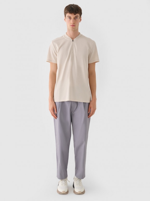 Męska koszulka polo 4F 4FRAW24TPTSM571 - beżowa