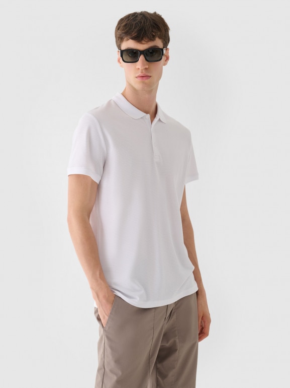 Męska koszulka polo 4F 4FRAW24TPTSM573 - biała 