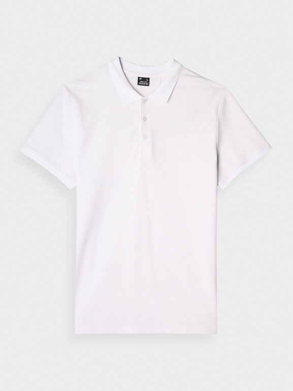 Męska koszulka polo 4F 4FRAW24TPTSM573 - biała 