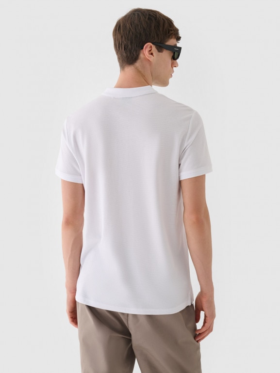 Męska koszulka polo 4F 4FRAW24TPTSM573 - biała 