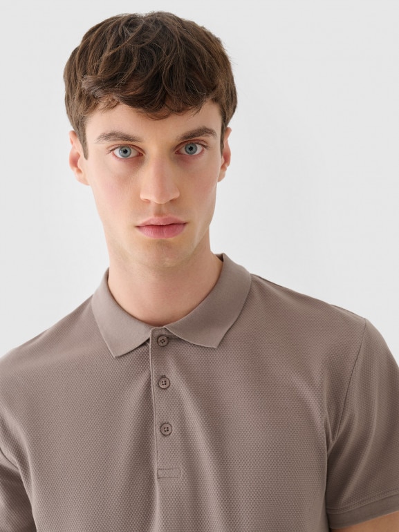 Męska koszulka polo 4F 4FRAW24TPTSM573 - brązowy 