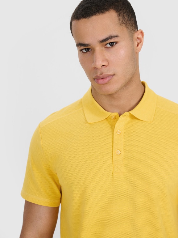 Męska koszulka polo 4F 4FRSS25TPTSM635 - żółta