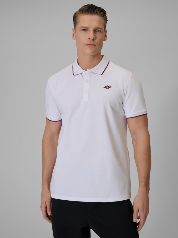 Męska koszulka polo 4F 4FRSS26TPTSM0896 - biała