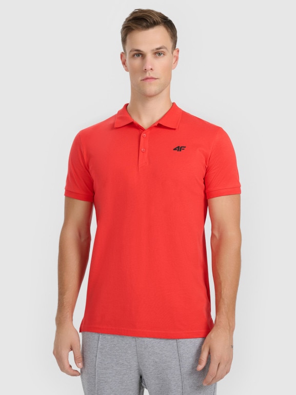 Męska koszulka polo 4F 4FWMM00TPTSM367 - czerwona