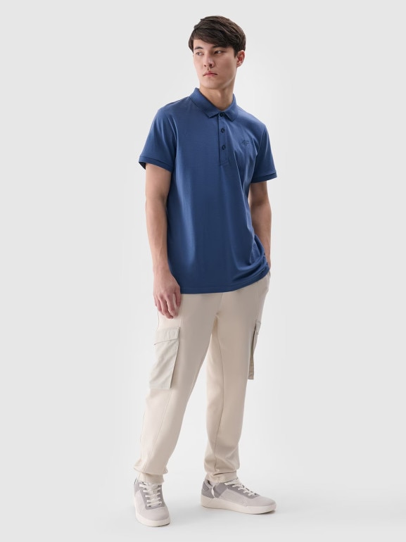 Męska koszulka polo 4F 4FWMM00TPTSM367 - niebieska