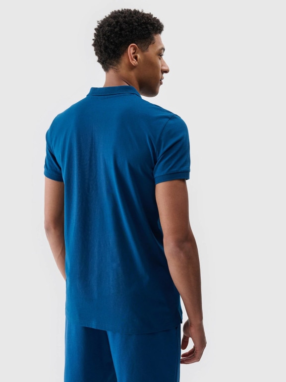 Męska koszulka polo 4F 4FWMM00TPTSM367 - turkusowa