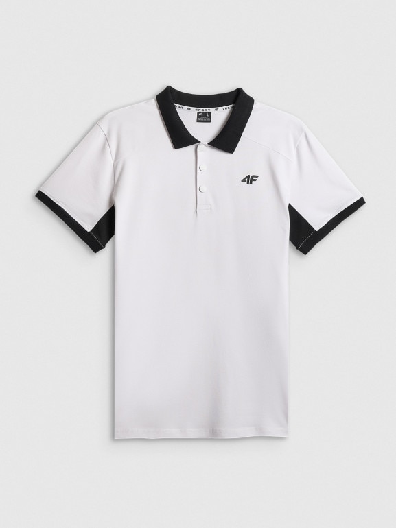 Męska koszulka polo 4F 4FWSS26TPTSM0769 - biała