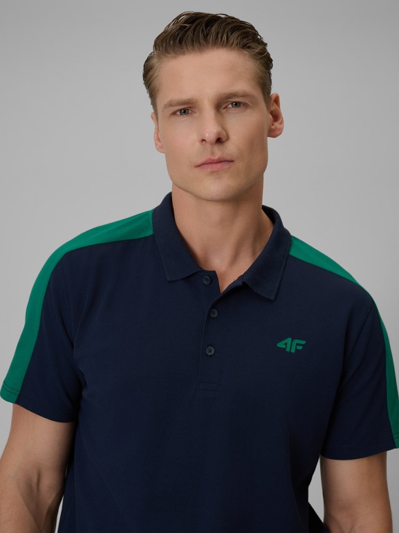 Męska koszulka polo 4F 4FWSS26TPTSM636 - granatowa