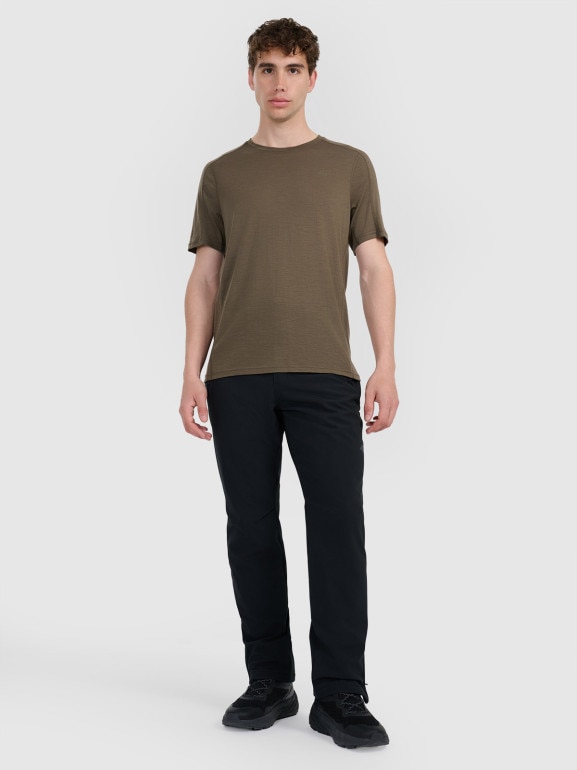 Męska koszulka trekkingowa 4F 4FWAW25TFTSM1526 - oliwkowa