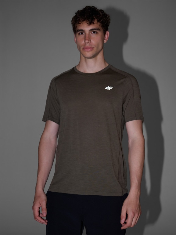 Męska koszulka trekkingowa 4F 4FWAW25TFTSM1526 - oliwkowa