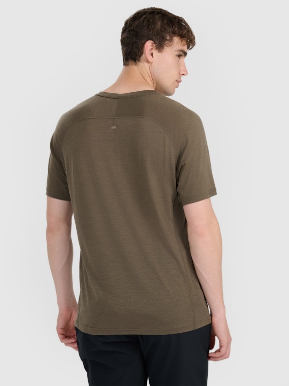 Męska koszulka trekkingowa 4F 4FWAW25TFTSM1526 - oliwkowa