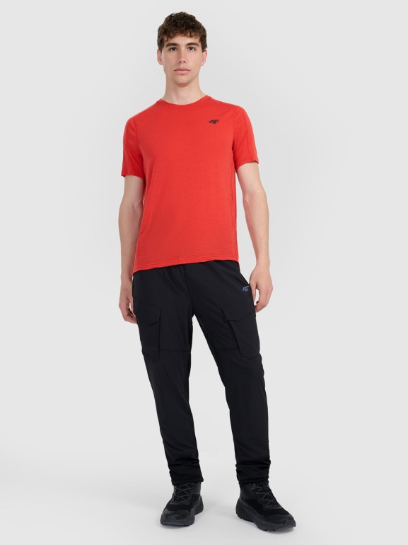 Męska koszulka trekkingowa 4F 4FWAW25TFTSM1526 - czerwona