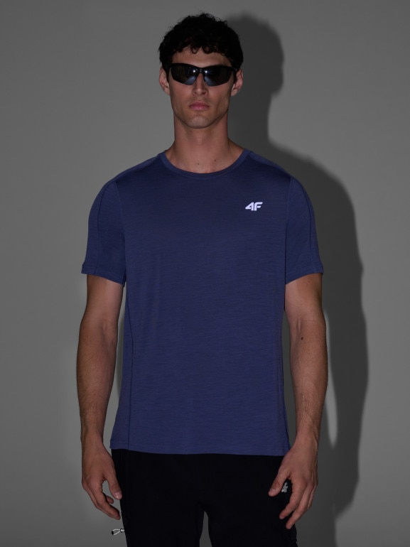 Męska koszulka trekkingowa 4F 4FWAW25TFTSM1526 - niebieska