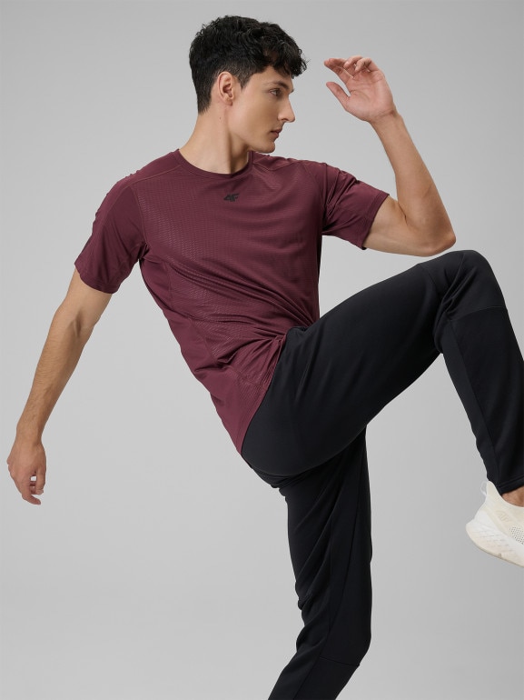 Męska koszulka treningowa 4F 4FRSS26TFTSM2289 - burgundowa