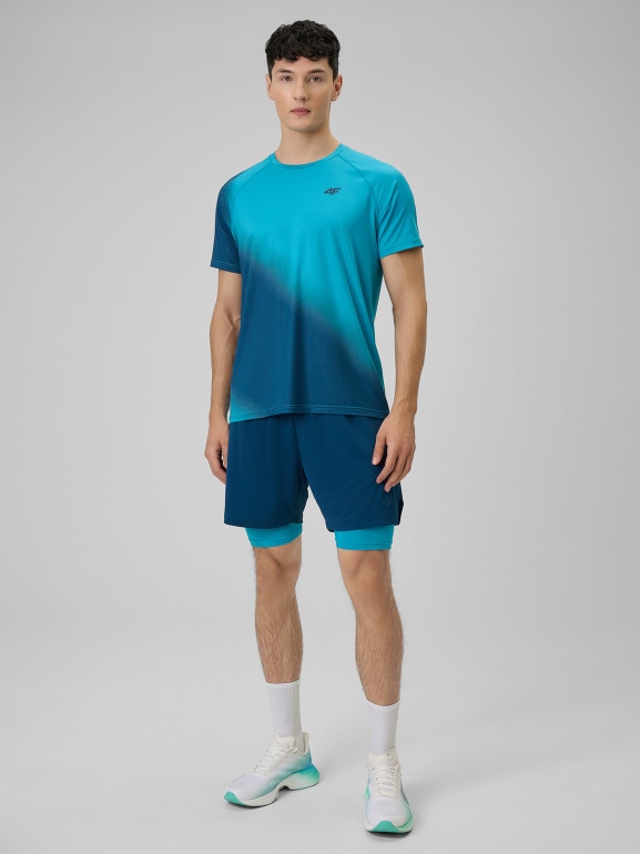 Męska koszulka treningowa 4F 4FRSS26TFTSM2341 - turkusowa
