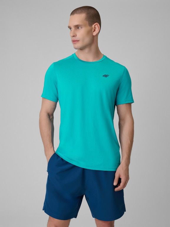 Męska koszulka treningowa 4F 4FRSS26TFTSM2344 - turkusowa