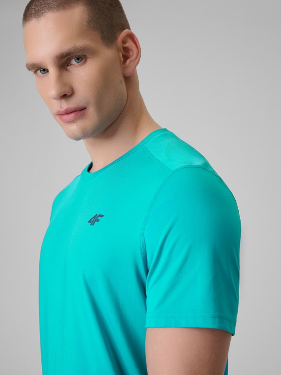 Męska koszulka treningowa 4F 4FRSS26TFTSM2344 - turkusowa