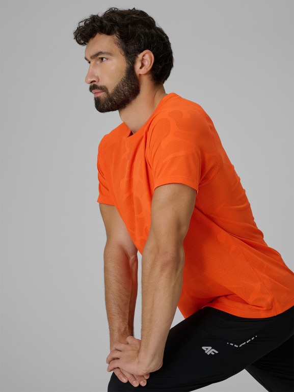 Męska koszulka treningowa 4F 4FWSS26TFTSM1777 - pomarańczowa
