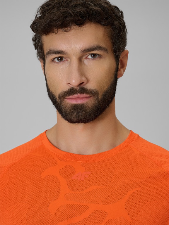 Męska koszulka treningowa 4F 4FWSS26TFTSM1777 - pomarańczowa
