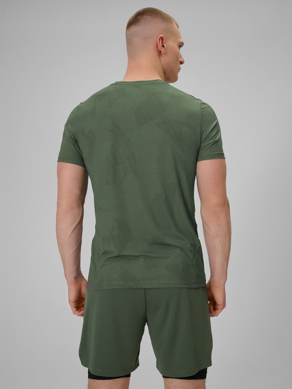 Męska koszulka treningowa 4F 4FWSS26TFTSM1778 - oliwkowa