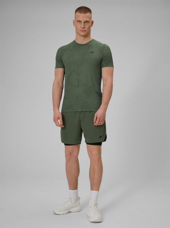 Męska koszulka treningowa 4F 4FWSS26TFTSM1778 - oliwkowa