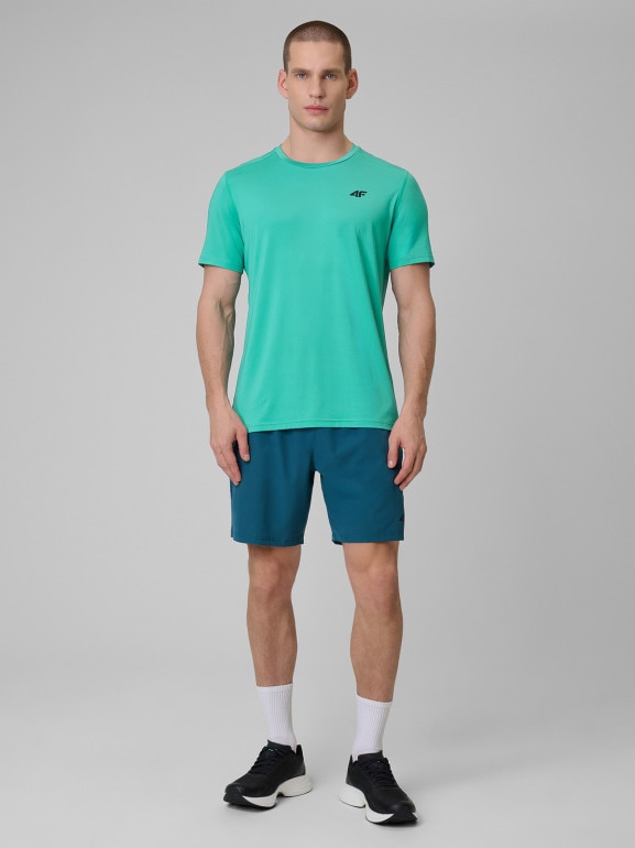 Męska koszulka treningowa 4F 4FWSS26TFTSM1785 - turkusowa