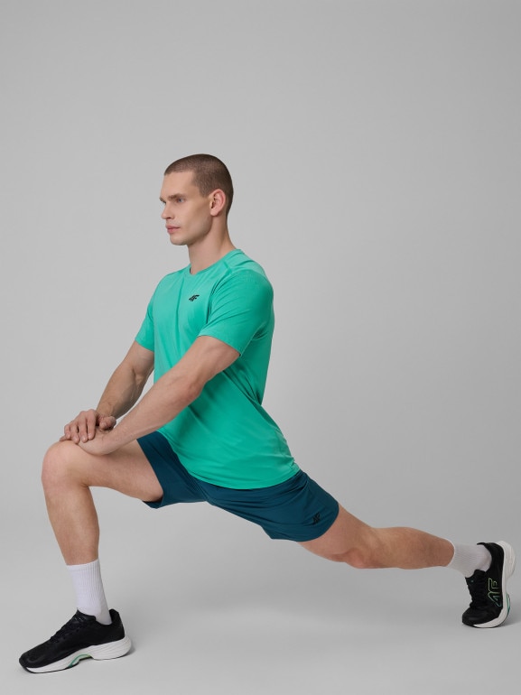 Męska koszulka treningowa 4F 4FWSS26TFTSM1785 - turkusowa