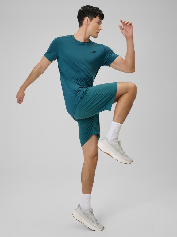 Męska koszulka treningowa 4F 4FWSS26TFTSM1785 - turkusowa