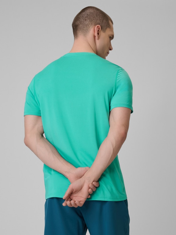 Męska koszulka treningowa 4F 4FWSS26TFTSM1785 - turkusowa