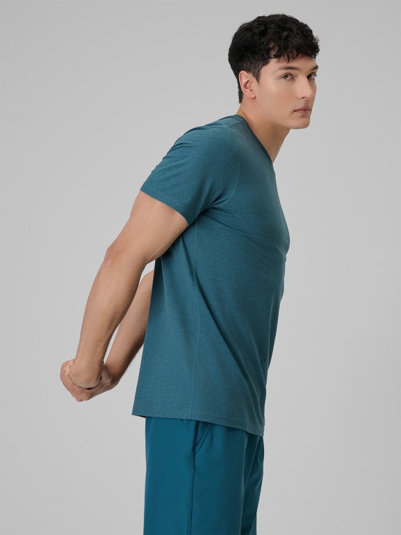 Męska koszulka treningowa 4F 4FWSS26TFTSM1786 - turkusowa