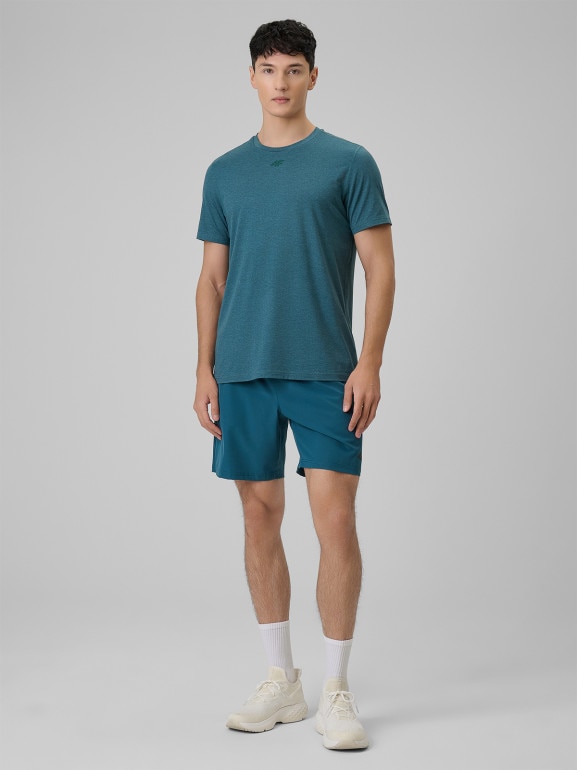 Męska koszulka treningowa 4F 4FWSS26TFTSM1786 - turkusowa