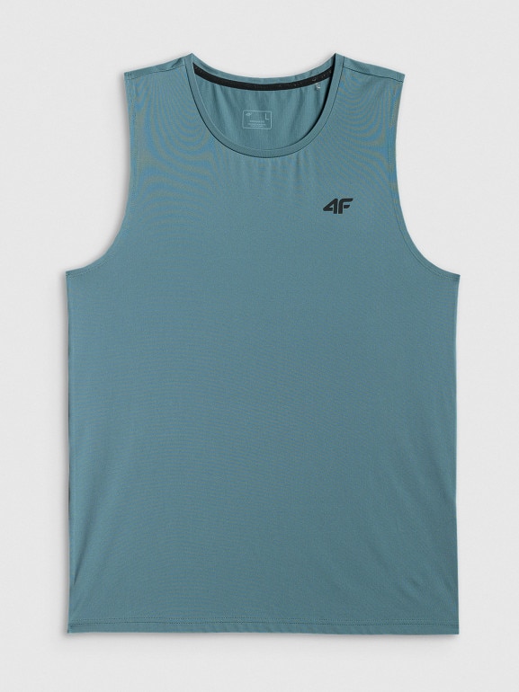 Męska koszulka treningowa bez rękawów 4F 4FRSS26TFSLM1109 - turkusowa