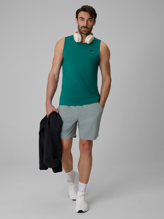 Męska koszulka treningowa bez rękawów 4F 4FRSS26TFSLM1109 - zielona