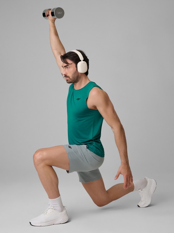 Męska koszulka treningowa bez rękawów 4F 4FRSS26TFSLM1109 - zielona