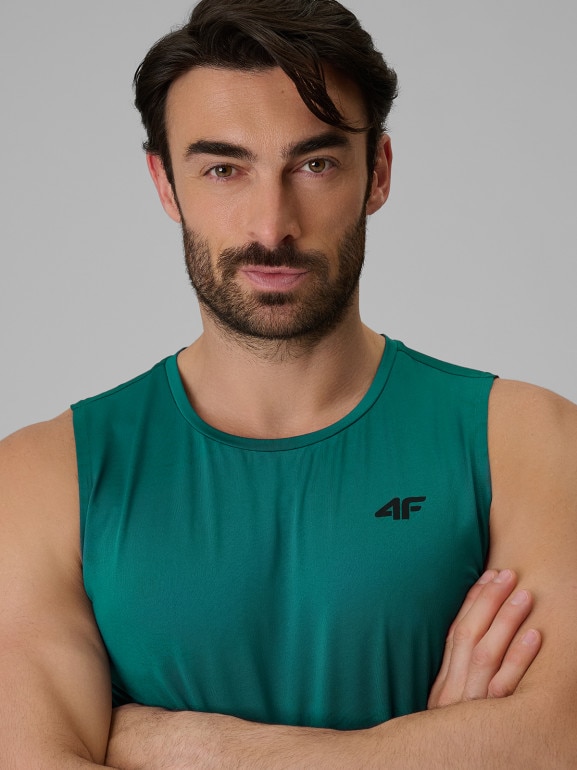 Męska koszulka treningowa bez rękawów 4F 4FRSS26TFSLM1109 - zielona
