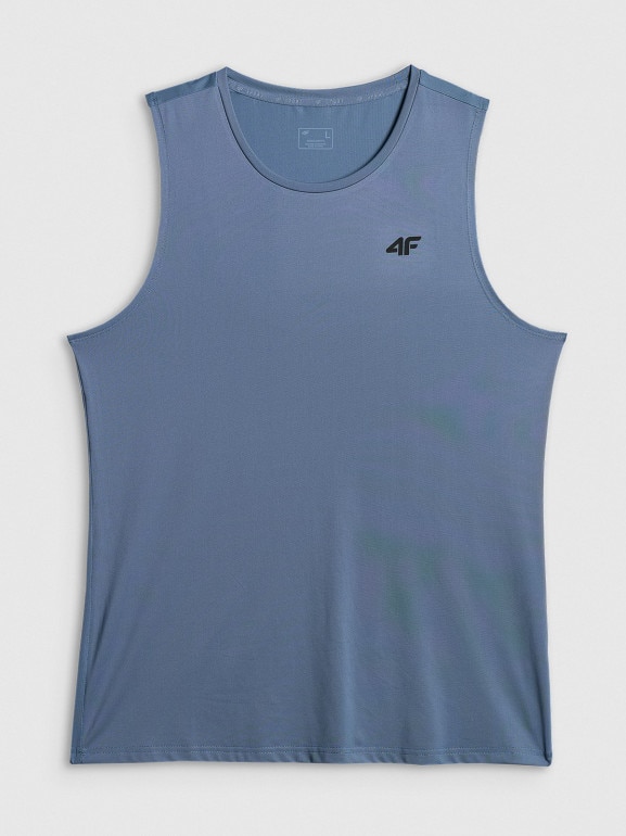 Męska koszulka treningowa bez rękawów 4F 4FWSS26TFSLM0744 - denim